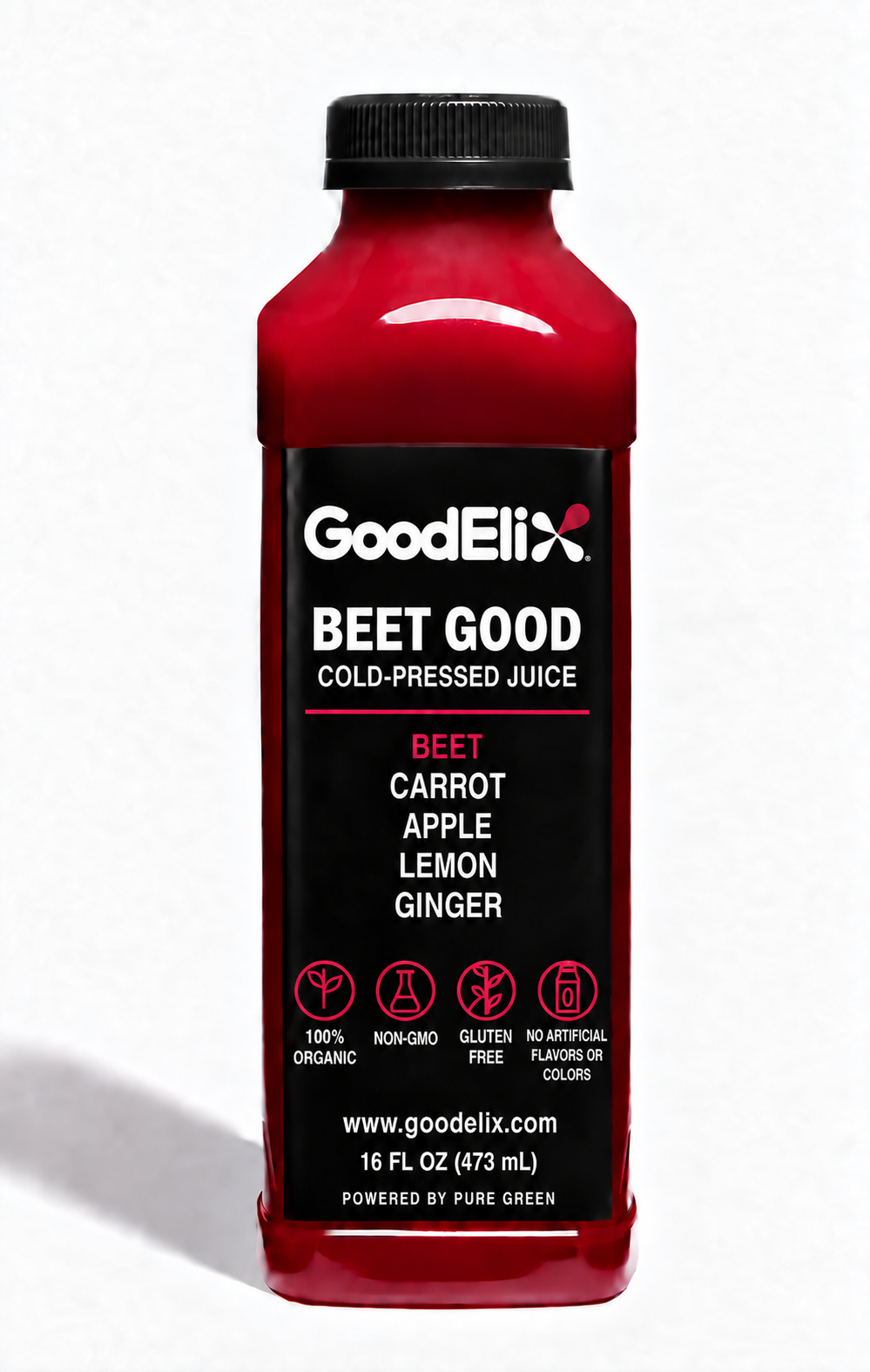 GoodElix Beet Good cold-pressed beet juice bottle