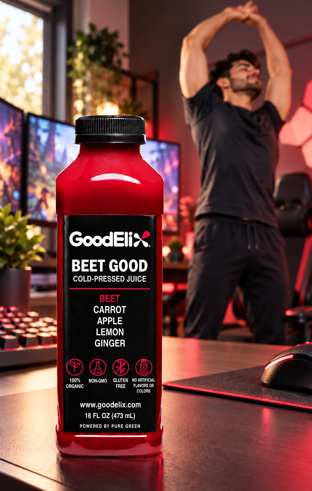 BEET GOOD on a desk during a gaming break